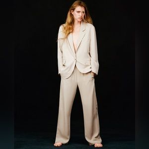 ZARA Tan Flowy Oversized Blazer